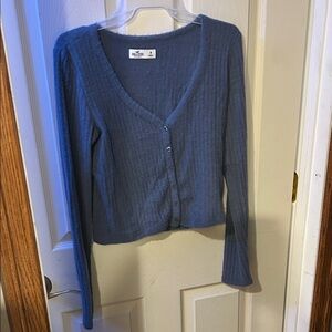 Hollister Blue Ribbed Cardigan
